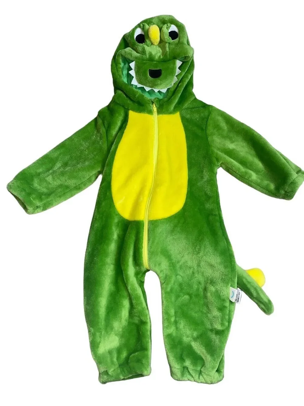 Baby/Toddler Green Dinosaur Costume Hooded Plush Jumpsuit 6-12 Months 73/48